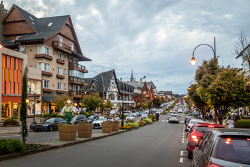 Sticker - Street and architecture of Gramado city - Gramado, Rio Grande do Sul, Brazil