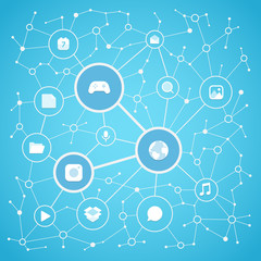 Aufkleber - Social media network vector concept. Abstract communication scheme of modern global network