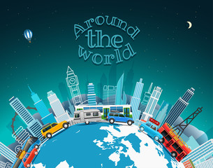 Poster - Travel around the world. Vector illustration