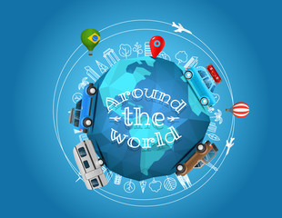 Poster - Travel around the world. Vector illustration