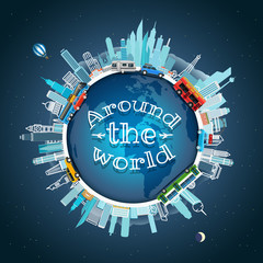 Poster - Travel around the world. Vector illustration