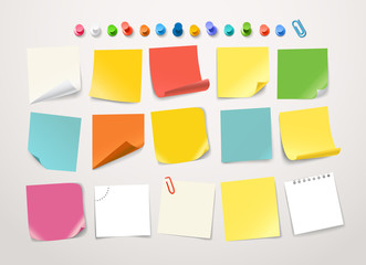Poster - Different color paper stickers collection. Template for a text