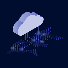 Poster - World map and cloud logo