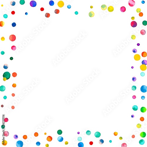 Sparse watercolor confetti on white background. Rainbow colored ...