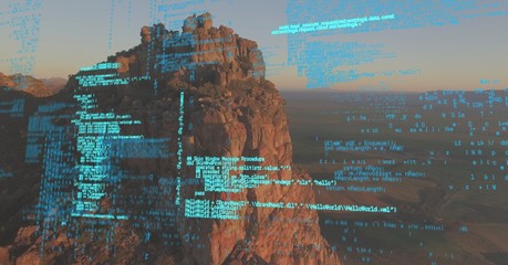 Blue code against cliff
