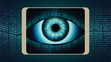 Wall Mural - The all-seeing eye of Big brother in your smartphone