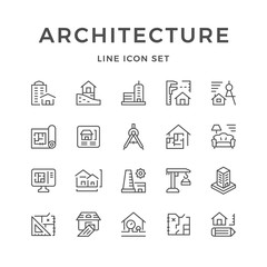 set line icons of architecture