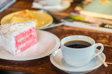 Wall Mural - A cup of  coffee and cake.