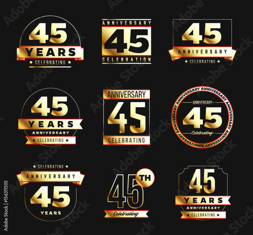 фотография 45th anniversary logo set with gold elements