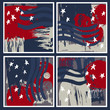 © rraya - Abstract vector cards with hand drawn elements. Happy independence day card United States of America