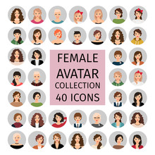 Female Avatar Collection Icons Set