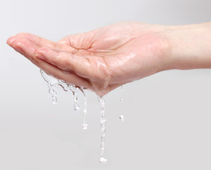 woman hand and water