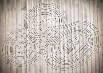 Poster - Blurry wood panel background with business doodle