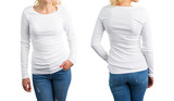 Fototapeta  - White long sleeve shirt template, front and back
