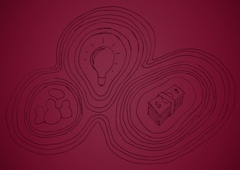 Poster - maroon background with business doodle