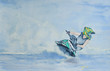 Painting of Jet Ski Cornering at Speed lots of Spray 
