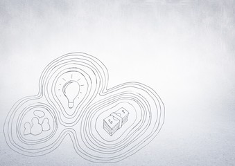 Poster - White wall with business doodle