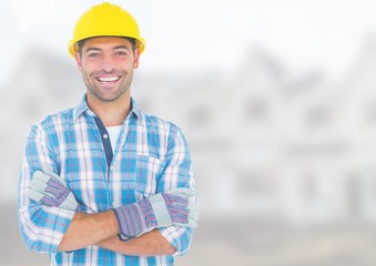 Wall Mural - Construction Worker in front of construction site