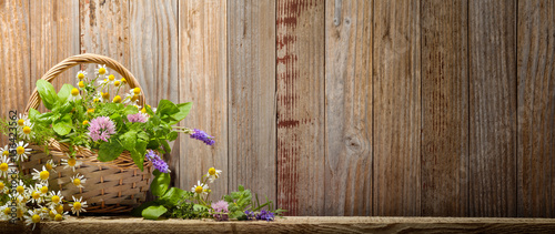 Basket with herbs