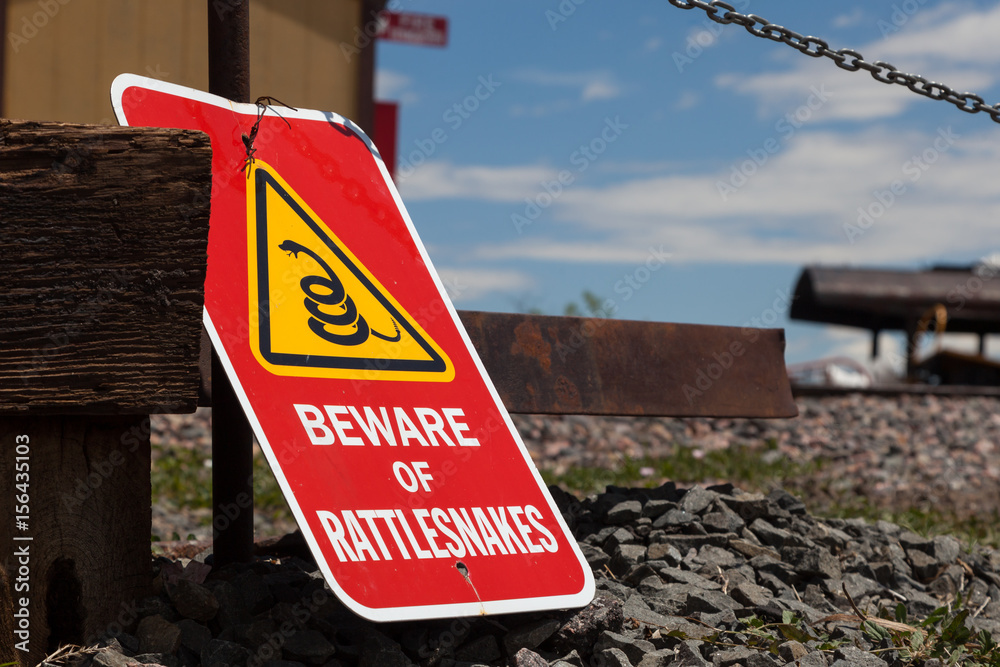 Beware of Rattlesnakes Sign Stock Photo | Adobe Stock