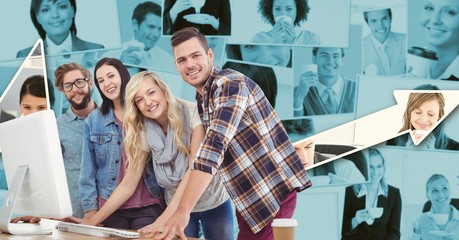Poster - Image of Hipsters working on computer standing