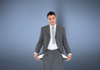 Wall Mural - Businessman with empty pockets standing 