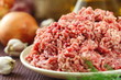 Raw minced beef in a bowl