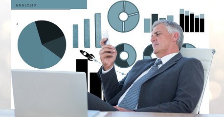 Poster - Digital image of businessman sitting on chair 