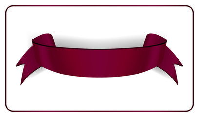 Wall Mural - Red satin empty ribbon. Blank banner. Design decoration ribbon element isolated on white background. Vintage retro banner style. Template guarantee product Vector illustration
