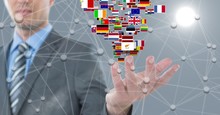 Digital Image Of Businessman With Various Flags 