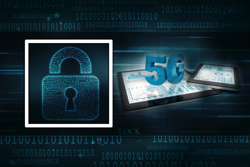 Poster - 3d rendering 5G Network 5G Connection with data
