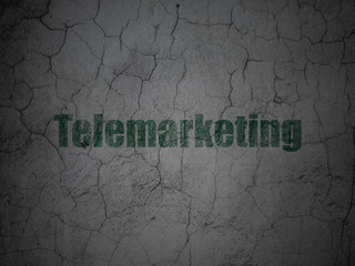 Marketing concept: Telemarketing on grunge wall background