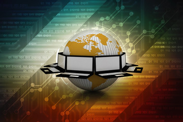 Poster - 3d rendering technology laptop network

