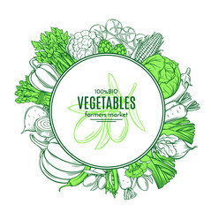 Sticker - frame with hand drawn vegetables