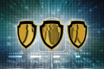 Poster - 3d illustration security concept - shield