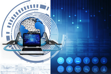 Poster - 3d rendering technology laptop network
