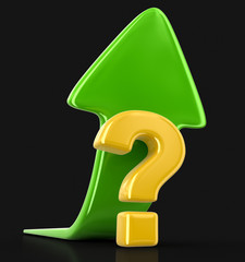 Poster - Question sign with arrow up. Image with clipping path
