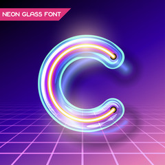 Poster - Retro glass neon font