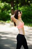 Fitness slim sexy sport girl in sportswear posed in road at park, outdoor  sports, urban style. 7219769 Stock Photo at Vecteezy