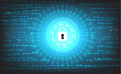 Poster - Vector digital technology on blue background,protection concept,security mechanism.