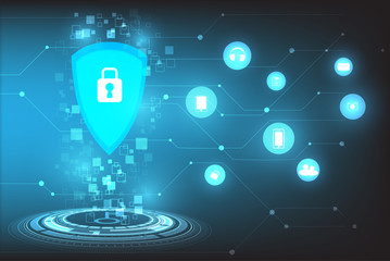 Fototapete - Vector security technology information on blue background.