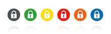 Schloss - Sicherheit - Farbige Buttons