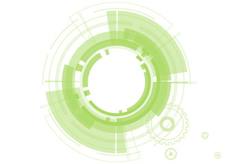 Poster - vector abstract technology green circles on white background.