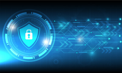 Fototapete - Vector security technology design with various technological on blue background.