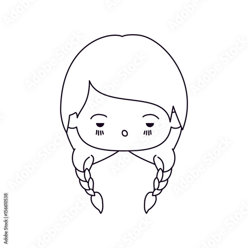 Monochrome Silhouette Of Facial Expression Sad Kawaii Little Girl