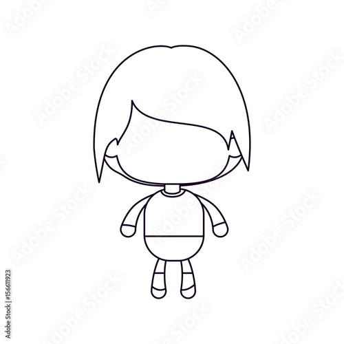 Monochrome Silhouette Of Faceless Little Boy With Short Wavy Hair