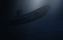 Submarine Warship 3d Illustration With Copyspace