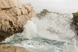 Fototapeta Morze - Wave on the coast of Mallorca.