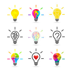 Poster - light bulb concept. set made of various design and style.