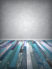 Wall Mural - Empty abstract room with old wood floor. 3D Render